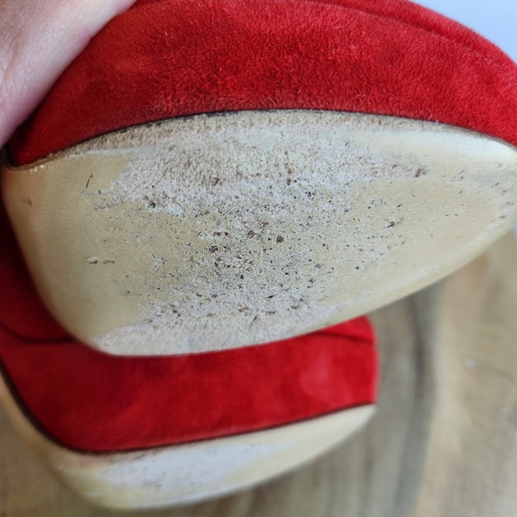 Charles David Lula Fringe Trim Suede Bootie Red Ankle Boot High Heels Size 7 - Picture 15 of 16